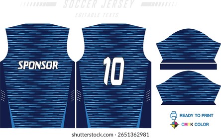 Soccer jersey pattern design. Abstract pattern on blue background for soccer kit, football kit, bicycle, e-sport, basketball, t-shirt mockup template. Fabric pattern. Abstract background