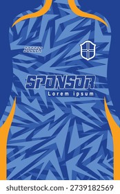 Soccer jersey pattern design. Abstract pattern on blue background for soccer kit, football kit, bicycle, e-sport, basketball, t-shirt mockup template. Fabric pattern. Abstract background. Vector Illustration.