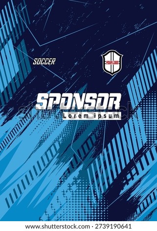 Soccer jersey pattern design. Abstract pattern on blue background for soccer kit, football kit, bicycle, e-sport, basketball, t-shirt mockup template. Fabric pattern. Abstract background. Vector Illustration.