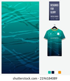 Soccer jersey pattern design. Brushstroke pattern on gradient green background for soccer kit, football kit, e-sport, basketball, t-shirt mockup template. Fabric pattern. Abstract background. Vector.