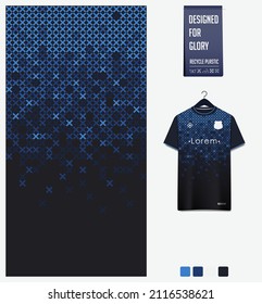 Soccer jersey pattern design  Cross pattern blue background for soccer kit  football kit  bicycle  basketball  t  shirt mockup template  Fabric pattern  Abstract background  Vector Illustration 
