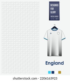 Soccer jersey pattern design. England flag  pattern on white background for soccer kit, football kit, bicycle, e-sport, basketball, t shirt mockup template. Fabric pattern. Abstract background. Vector