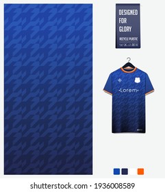 Diseño de patrones de jersey de fútbol. Patrón geométrico sobre fondo azul abstracto para equipo de fútbol, equipo de fútbol, bicicleta, e-sport, baloncesto, plantilla de maqueta de camisetas. Patrón de tejido.Fondo deportivo. Vector