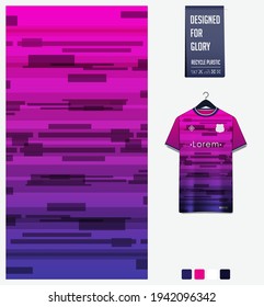 Soccer jersey pattern design. Geometric pattern on blue abstract background for soccer kit, football kit, e-sport, basketball, t-shirt mockup template. Fabric pattern. Sport background. Vector