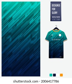 Diseño de patrones de jersey de fútbol. Patrón geométrico sobre fondo verde abstracto para el equipo de fútbol, equipo de fútbol, bicicleta, e-sport, baloncesto, plantilla de maqueta de camisetas.Patrón de tejido.Fondo deportivo. Vector