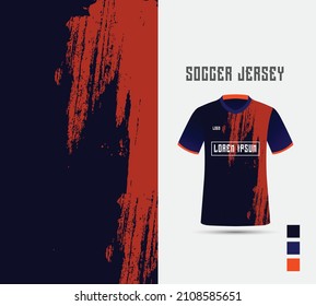 Diseño de patrones de jersey de fútbol. Patrón geométrico sobre el fondo naranja para el equipo de fútbol, el kit de fútbol o el uniforme deportivo. Plantilla de simulación de camisetas. Patrón de tejido. Antecedentes abstractos