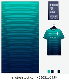 Soccer jersey pattern design. Geometric pattern on green background for soccer kit, football kit, cycling, e-sport, basketball, t shirt mockup template. Fabric pattern. Abstract background. Vector.