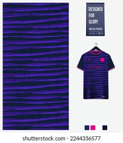 Soccer jersey pattern design. horizontal stripe pattern on violet background for soccer kit, football kit, bicycle, basketball, t shirt mockup template. Fabric pattern. Abstract background. Vector.