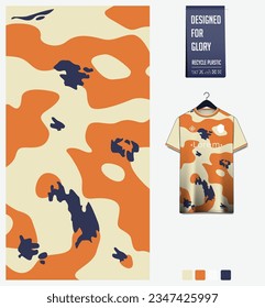 Soccer jersey pattern design. Koi fish pattern on white background for soccer kit, football kit, cycling, e-sport, basketball, t shirt mockup template. Fabric pattern. Abstract background. Vector.