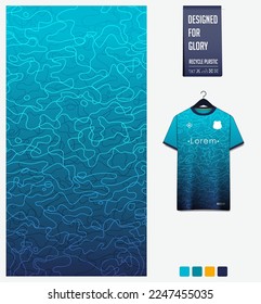 Soccer jersey pattern design. Liquid pattern on blue background for soccer kit, football kit, bicycle, e-sport, basketball, t shirt mockup template. Fabric pattern. Abstract background. Vector.