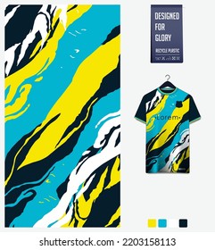 Soccer jersey pattern design. Marble pattern on colorful background for soccer kit, football kit, bicycle, e-sport, basketball, t shirt mockup template. Fabric pattern. Abstract background. Vector.