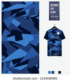 Diseño de patrones de jersey de fútbol. Patrón de mosaico sobre fondo azul oscuro para el equipo de fútbol, el kit de fútbol, la bicicleta, el deporte electrónico, el baloncesto, la plantilla de maqueta de camisetas. Patrón de tejido. Antecedentes abstractos. Vector.