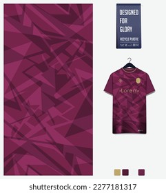 Soccer jersey pattern design. Mosaic pattern on red background for soccer kit, football kit, e-sport, basketball, t shirt mockup template. Fabric pattern. Abstract background. Vector Illustration