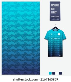 Soccer jersey pattern design. Snake pattern on gradient blue background for soccer kit, football kit, bicycle, e-sport, basketball, t-shirt mockup template. Fabric pattern. Abstract background. Vector