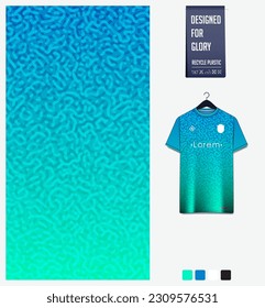 Soccer jersey pattern design. Squiggly pattern on blue background for soccer kit, football kit, e-sport, basketball, t shirt mockup template. Fabric pattern. Abstract background. Vector Illustration