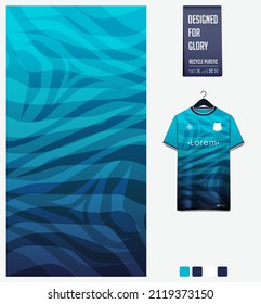 Soccer jersey pattern design. Zebra stripes pattern on blue background for soccer kit, football kit, bicycle, e-sport, basketball, t-shirt mockup template. Fabric pattern. Abstract background. Vector.