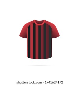 Soccer jersey with shadow. Red and black team. Freiburg. Vector illustration.