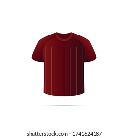 La camiseta de fútbol con sombra. Equipo rojo. Ilustración vectorial.