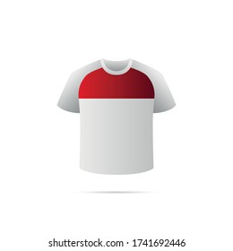 Soccer jersey with shadow. Red and white team. Fortuna. Vector illustration.