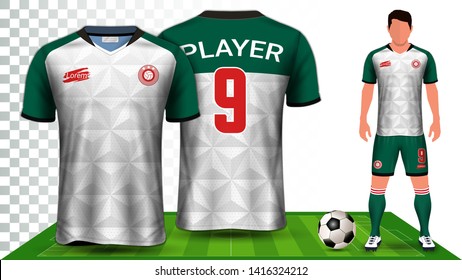 Soccer Jersey, Sport Shirt or Football Kit Uniform Presentation Mockup Template, Front and Back View Including Shorts and Socks and it is Fully Customization Isolated on Transparent Background.