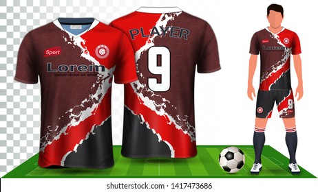 Soccer Jersey, Sport Shirt or Football Kit Uniform Presentation Mockup Template, Front and Back View Including Shorts and Socks and it is Fully Customization Isolated on Transparent Background.