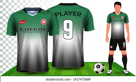 Soccer Jersey, Sport Shirt or Football Kit Uniform Presentation Mockup Template, Front and Back View Including Shorts and Socks and it is Fully Customization Isolated on Transparent Background.