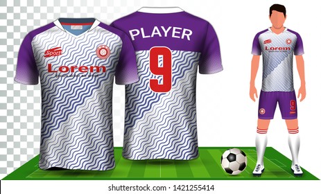 Soccer Jersey, Sport Shirt or Football Kit Uniform Presentation Mockup Template, Front and Back View Including Shorts and Socks and it is Fully Customization Isolated on Transparent Background.