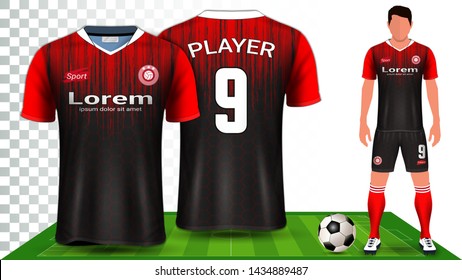 Soccer Jersey, Sport Shirt or Football Kit Uniform Presentation Mockup Template, Front and Back View Including Shorts and Socks and it is Fully Customization Isolated on Transparent Background.