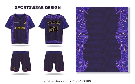 Soccer jersey sport t-shirt design, sportswear design, unveiling cutting edge designs for sports jerseys and sportswear, abstract purple clothing t shirt design editable template collection