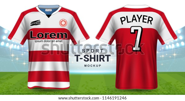 Download Soccer Jersey Sportswear Tshirt Mockup Template Stock Vector Royalty Free 1146191246