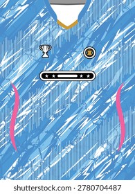 Soccer Jersey Template with Abstract Blue Pattern and Gold Accents