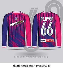 Soccer jersey template Blue color and pink layout football sport t-shirt design Soccer kit national team shirt mock up.