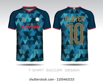 Soccer jersey template.Red and Blue layout football sport t-shirt design. Template front, back view. Soccer kit national team shirt mock up