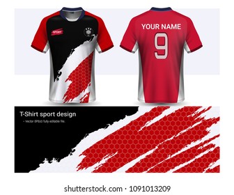 Soccer jersey template for football club or sportswear uniforms, Front and back shots available, Ready for customization logo and name, Easily to change colors and lettering styles in your team.
