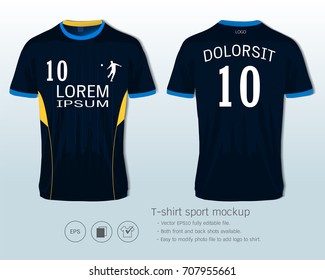 Soccer jersey template for football club or sportswear uniforms, Front and back shots available, Ready for customization logo and name, Easily to change colors and lettering styles in your team.