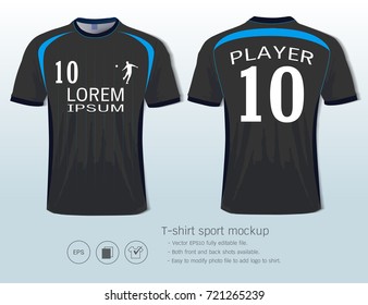 Soccer jersey template for football club or sportswear uniforms, Front and back shots available, Ready for customization logo and name, Easily to change colors and lettering styles in your team.