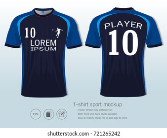 Soccer jersey template for football club or sportswear uniforms, Front and back shots available, Ready for customization logo and name, Easily to change colors and lettering styles in your team.