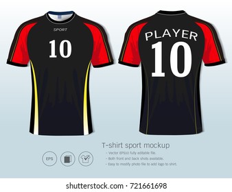 Soccer jersey template for football club or sportswear uniforms, Front and back shots available, Ready for customization logo and name, Easily to change colors and lettering styles in your team.