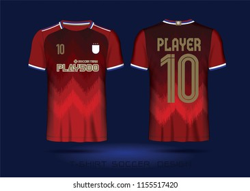 Soccer jersey template.Red layout sport t-shirt design. 