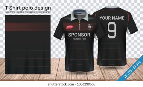 Soccer jersey template, Sport polo t-shirt style, Design football kit uniform or activewear and gym clothes, For your custom made team or any occasion, Everything is edible, resizable and color change