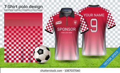 Soccer jersey template, Sport polo t-shirt style, Design football kit uniform or activewear and gym clothes, For your custom made team or any occasion, Everything is edible, resizable and color change