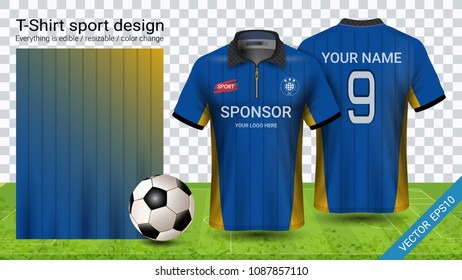 Soccer jersey template, Sport polo t-shirt style, Design football kit uniform or activewear and gym clothes, For your custom made team or any occasion, Everything is edible, resizable and color change