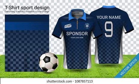 Soccer jersey template, Sport polo t-shirt style, Design football kit uniform or activewear and gym clothes, For your custom made team or any occasion, Everything is edible, resizable and color change