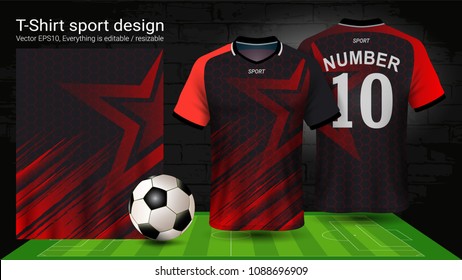 Soccer jersey template, Sport t-shirt style, Design football kit uniform or activewear and gym clothes, For your custom made team or any occasion, Everything is edible, resizable and color change.