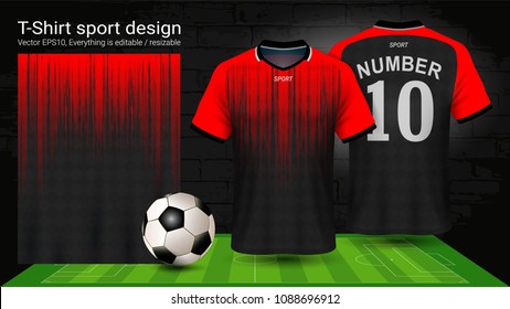 Soccer jersey template, Sport t-shirt style, Design football kit uniform or activewear and gym clothes, For your custom made team or any occasion, Everything is edible, resizable and color change.