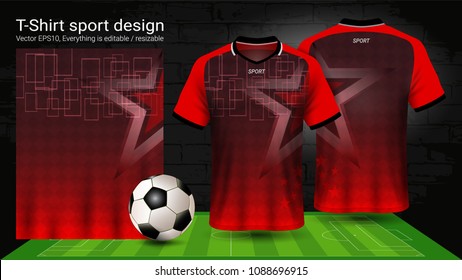 Soccer jersey template, Sport t-shirt style, Design football kit uniform or activewear and gym clothes, For your custom made team or any occasion, Everything is edible, resizable and color change.