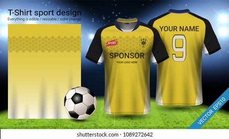 Soccer jersey template, Sport t-shirt style, Design football kit uniform or activewear and gym clothes, For your custom made team or any occasion, Everything is edible, resizable and color change.