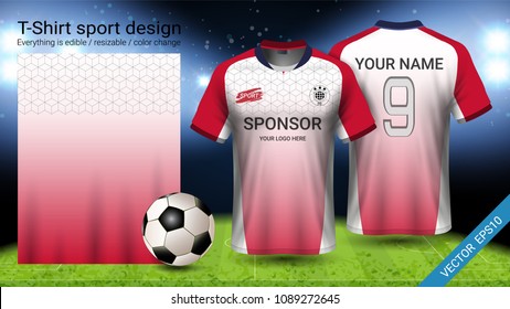 Soccer jersey template, Sport t-shirt style, Design football kit uniform or activewear and gym clothes, For your custom made team or any occasion, Everything is edible, resizable and color change.