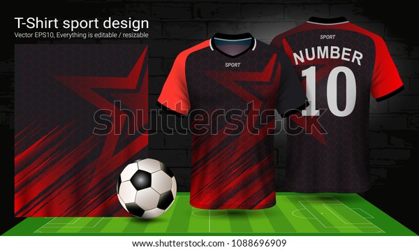 Soccer jersey template, Sport t-shirt style,\
Design football kit uniform or activewear and gym clothes, For your\
custom made team or any occasion, Everything is edible, resizable\
and color change.