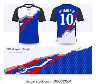 Soccer jersey and t-shirt sport mockup template, Graphic design for football club or activewear uniforms, Ready for customize logo and name, Easily to change colors and lettering styles in your team.